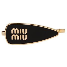 Miu Miu Emaille Metallhaarklammer Schwarz