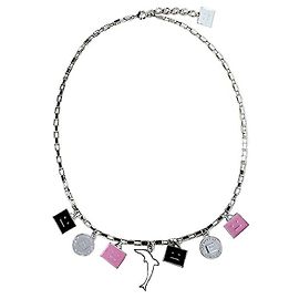 Acne Collar con charm de placa de logo Face en plata Plata
