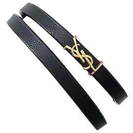 Saint Laurent Cassandra Double Wrap Slim Bracelet Black
