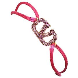 Valentino Pulseira de nó de cristal com logotipo assinatura Rosa