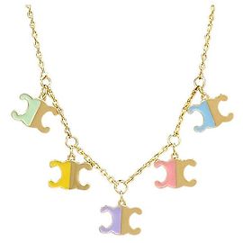 Céline Collana a catena con charm logo Triomphe multicolore D'oro