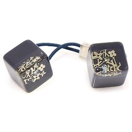 Louis Vuitton Navy Resin Silver-Tone Inclusion Cube Hair Tie Blue