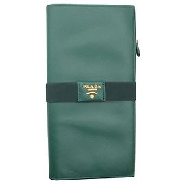 Prada Green Saffiano Organizer Wallet Green