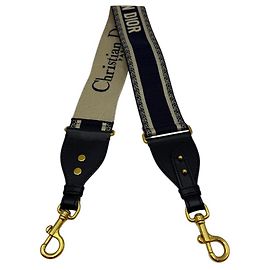 Dior Logo Embroidered Fabric Ring Shoulder Strap Navy Blue