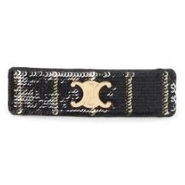 Céline Stripe Sequin Hair Clip Black