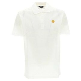 Versace Besticktes Poloshirt mit kurzen Ärmeln Weiß