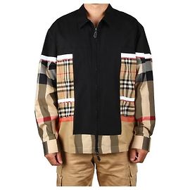 Burberry Patchwork Check Zip Shirt Jacket Brown