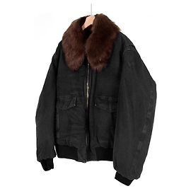 Prada Giacca bomber in denim shearling per uomo, blu, con colletto nero Nero