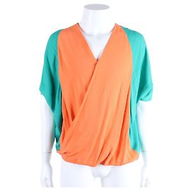 Blusa de seda com decote em V Hermès Multicor