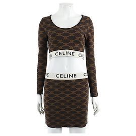 Céline Celine Logo Two-Piece Brown