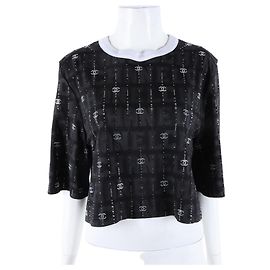 Chanel Cropped de Manga Curta Branco