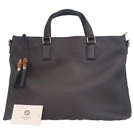 Gucci Bolsa de ombro com tassel de bambu Preto