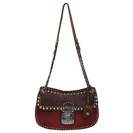 Bolsa de Ombro Studded Miu Miu Marrom