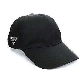 Prada Re-Nylon Triangle Logo Baseball Cap Black