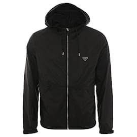Prada Re-Nylon Triangle Logo Jacket Black