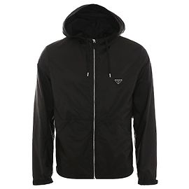 Prada Chaqueta con Logo Triangular en Re-Nylon Negro