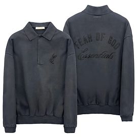 Fear of God Essential Back Logo Embroidered Collar Sweatshirt Black