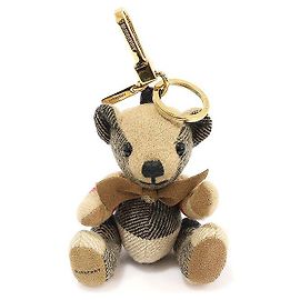 Burberry Chaveiro de laço de cashmere xadrez bege Thomas Bear Marrom