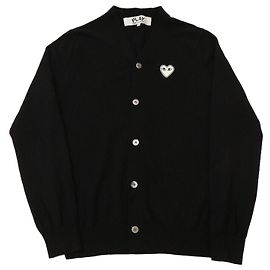 Comme Des Garcons PLAY V-Ausschnitt Cardigan Schwarz Schwarz