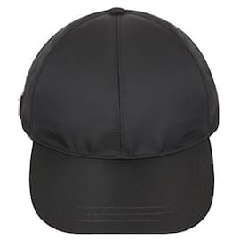 Prada Boné de beisebol de nylon com logo triangular lateral Preto