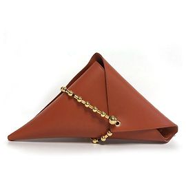 Clutch Triangular de Couro Leve Bottega Veneta Vermelho