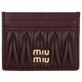 Miu Miu Tarjetero de cuero Materasse AFPP Roja