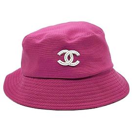 Chanel Chapéu Bucket com Logo Rosa