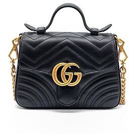 Gucci Marmont Mini Top Handle Shoulder Bag Black