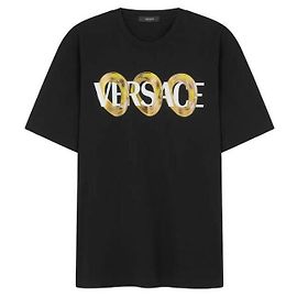 Versace Maxi Kettenlogo T-Shirt Schwarz