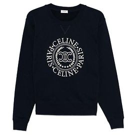 Céline Moletom de algodão com logo Azul