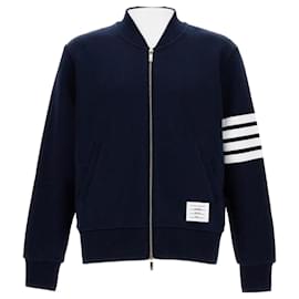 Thom Browne Giacca Bomber Loopback Classica Blu