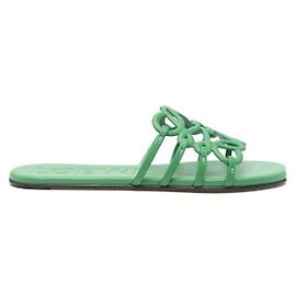 Loewe Slide Anagrama Pétala em Couro Macio de Bezerro Pétala Verde