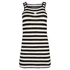 Céline Vestido Mini de Algodón Crocheted Blanco
