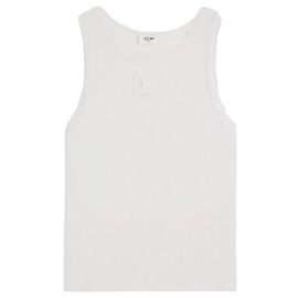 Céline Triomphe Tanktop aus geripptem Baumwollstoff Weiß