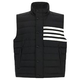 Thom Browne Lightweight Down Fill Bar Shiny Ripstop Black