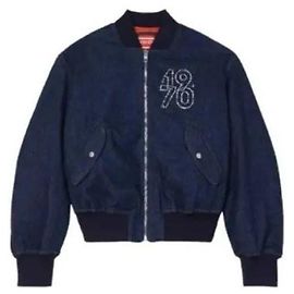 Kenzo Reversible bestickte Denim-Bomberjacke Blau