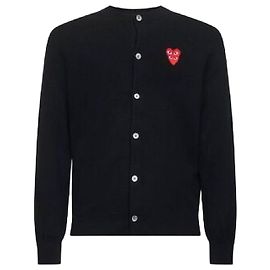 Comme Des Garcons Rundhals-Doppelpullover in Burgunder mit AX-Emblem Schwarz