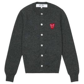 Comme Des Garcons Pull à col rond double emblème bordeaux AX Marron