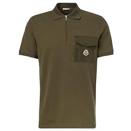 Moncler Camisa Polo de Piqué de Algodón Verde