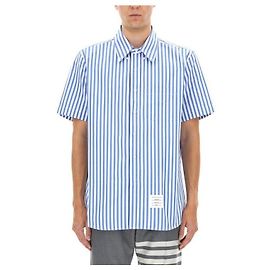 Thom Browne Camisa de popeline listrada com corte reto Azul