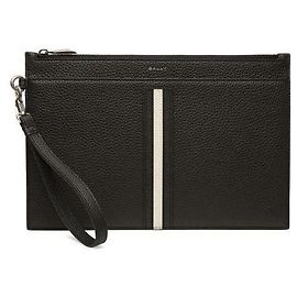 Bally Logo Leather Clutch Black Black