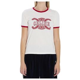 Céline Camiseta de jersey de algodão Branco