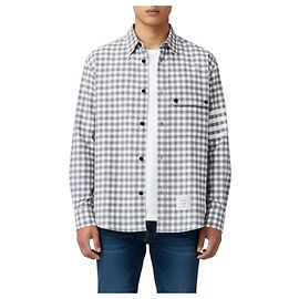 Thom Browne Gingham Check Flannel Oversized Shirt Brown