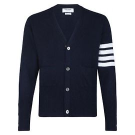 Thom Browne Klassische Cashmere-V-Ausschnitt-Cardigan Blau