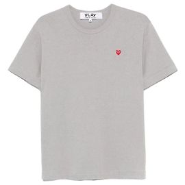 Comme Des Garcons Kurzarm-T-Shirt mit rotem Herz-Patch Braun