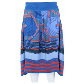 Hermès Saia com faixa e acabamento em seda Azul