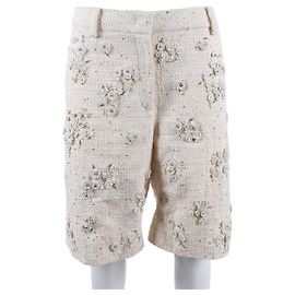 Valentino Tweed Half Shorts White