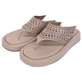 Alaïa Alaia Laser-Cut Flip Flop Brown