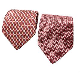 Hermès Red Silk Tie Set Blue