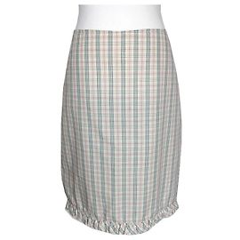 Marni Cotton Check Frill Skirt Blue